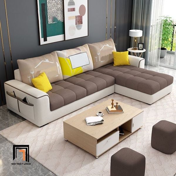 bộ ghế sofa góc l phối màu carrot