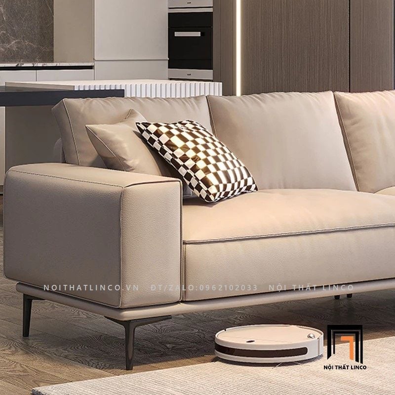  Ghế sofa băng dài 2m4 BT75 Camasu da công nghiệp trắng kem 