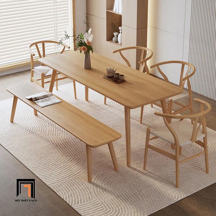  Bộ bàn ăn dài 1m6 6 ghế 29-BAG6-Bolan gỗ tự nhiên giá rẻ 