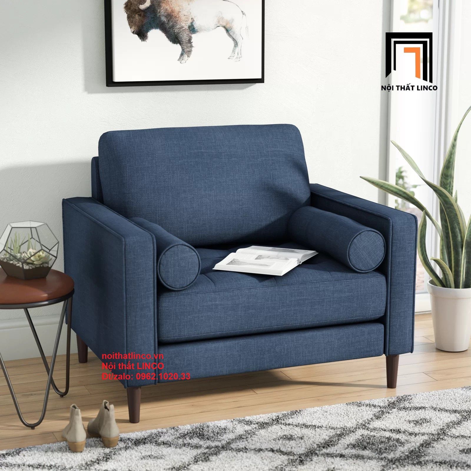  Ghế sofa đơn DT1 Garren dài 1m cho phòng khách 