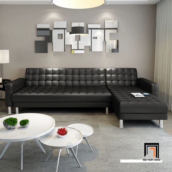 bộ ghế sofa chữ L da bóng