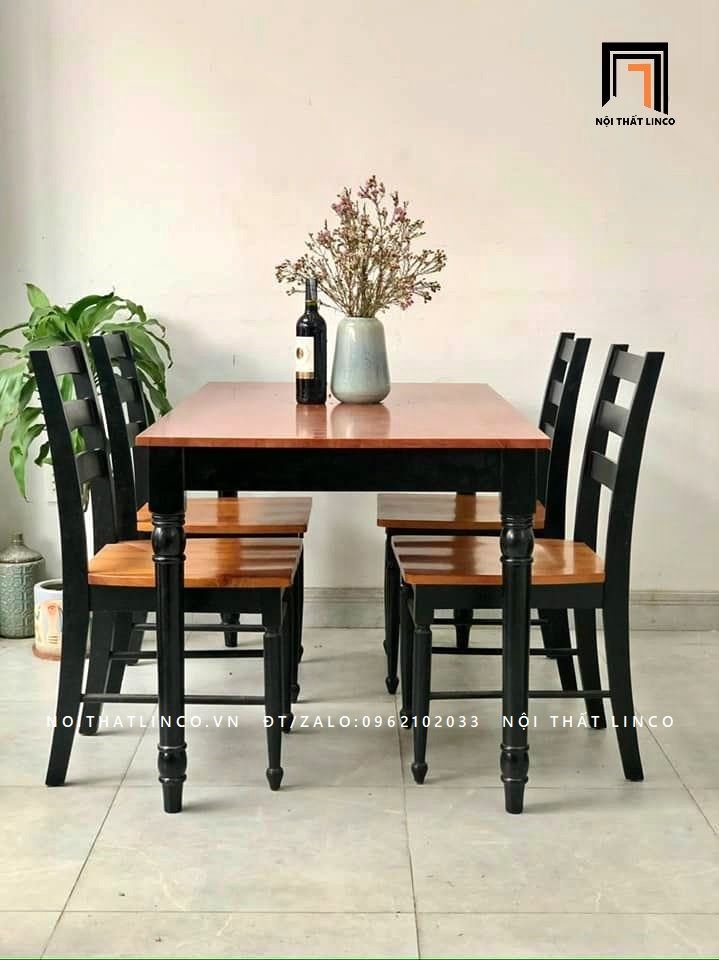  Set bàn ăn 4 ghế giá rẻ KH37-4-Kafin phối màu hiện đại 