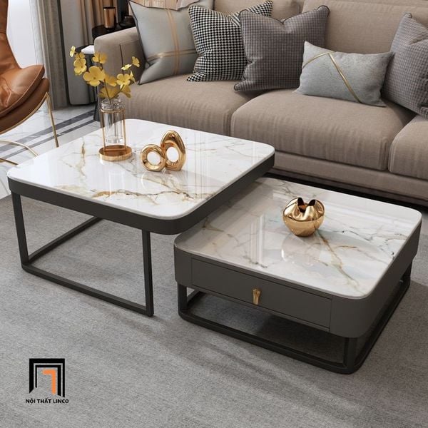 cặp bàn sofa phòng khách hình vuông