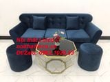  Bộ ghế sofa băng vải nhung BTC dài 1m9 xanh dương đen đậm 