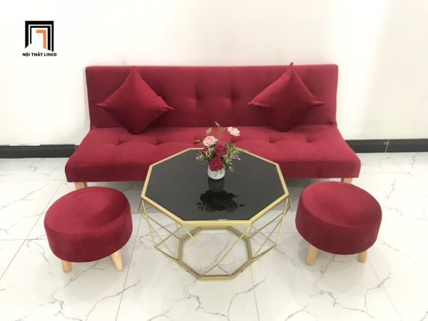 ghế sofa giường nằm đỏ đô giá rẻ