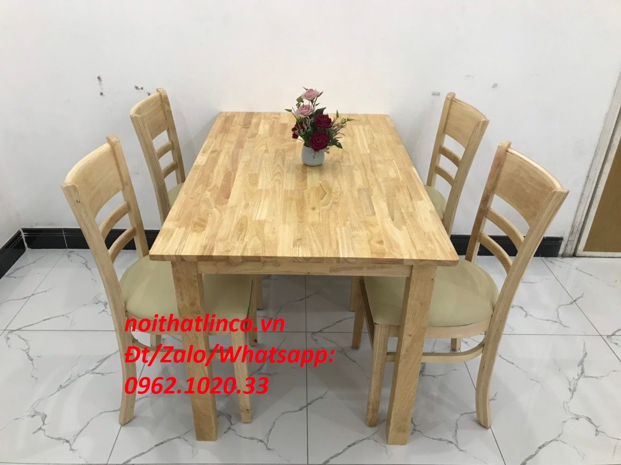  Bộ bàn ăn cabin 4 ghế gỗ tự nhiên giá rẻ đẹp | Nội Thất Linco TP.HCM 