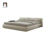  Giường ngủ bọc nệm GN48 Amos màu xám trắng vải nỉ bố 