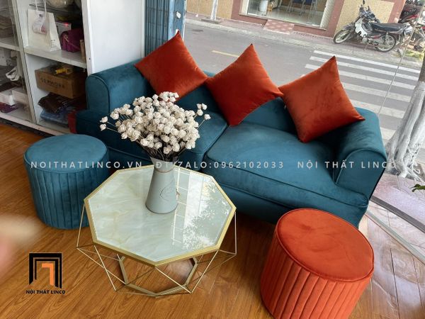 ghế sofa băng cong dài 1m9 vải nhung