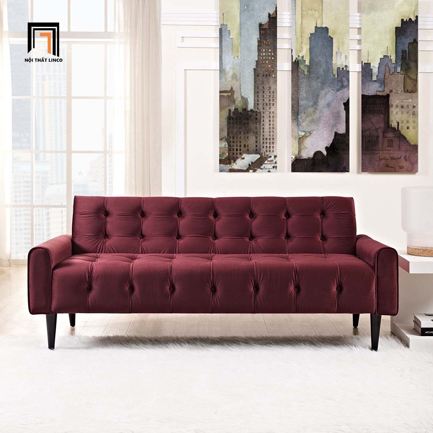  Ghế sofa giường đa năng GB10 Marde dài 2m vải nhung 