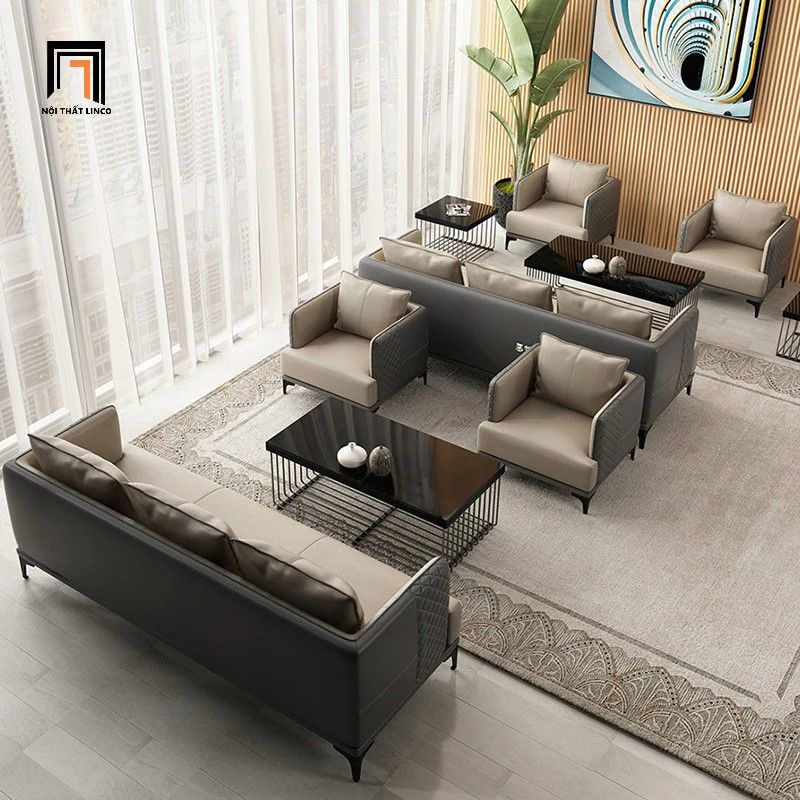  Bộ ghế sofa văn phòng KT73 Chieti bọc da giả sang trọng 