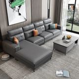  Bộ ghế sofa góc cao cấp GT224 Baschi 3m x 1m7 da giả xám đen 