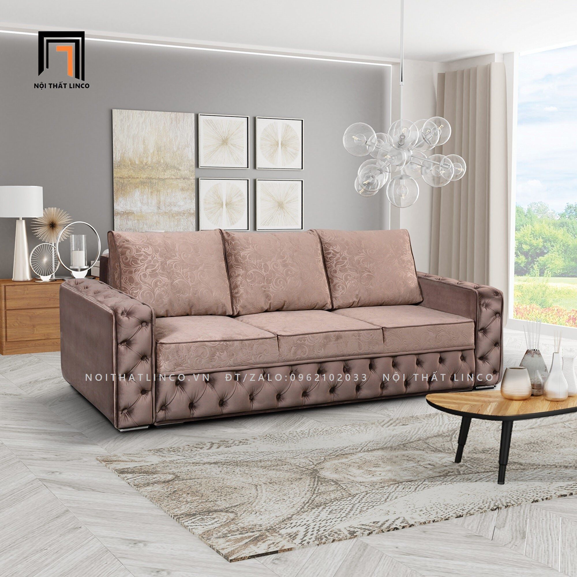  Ghế sofa băng sang trọng BT99 Marilyn vải nhung nỉ 