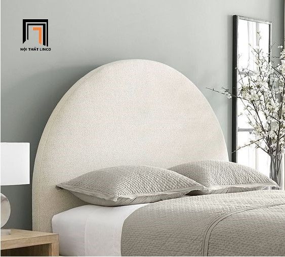 giường ngủ hình oval trắng kem