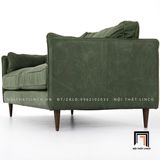  Sofa băng da giả màu xanh army BT130 Reese chân gỗ cao su 