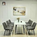  Bộ bàn ăn mặt đá cao cấp 53-BAD6-G5-B67 6 ghế ngồi da giả 