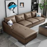  Ghế sofa góc L da giả màu nâu GT229 Croxdale 2m5 x 1m7 đẹp 