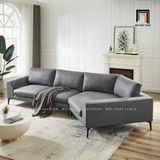  Bộ ghế sofa góc L cho phòng khách lớn GT71 Klema xám lông chuột 