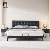  Giường ngủ bọc da Pu màu đen GN79 Kirk đầu giường giật lún 