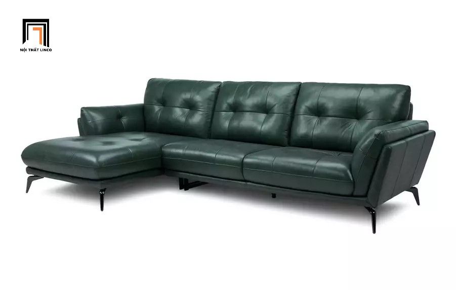  Bộ ghế sofa góc L da giả GT164 Harlan 2m4 x 1m6 màu xanh lá 