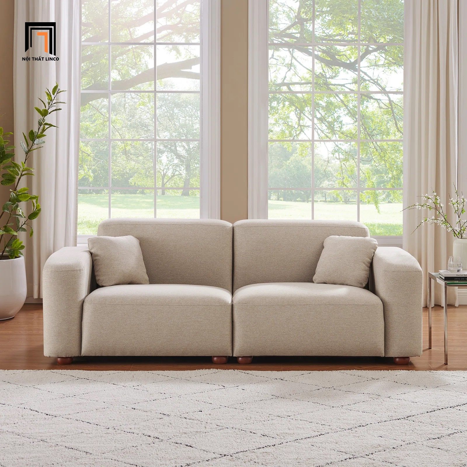  Ghế sofa băng giá rẻ BT163 Centaur dài 2m màu trắng kem 