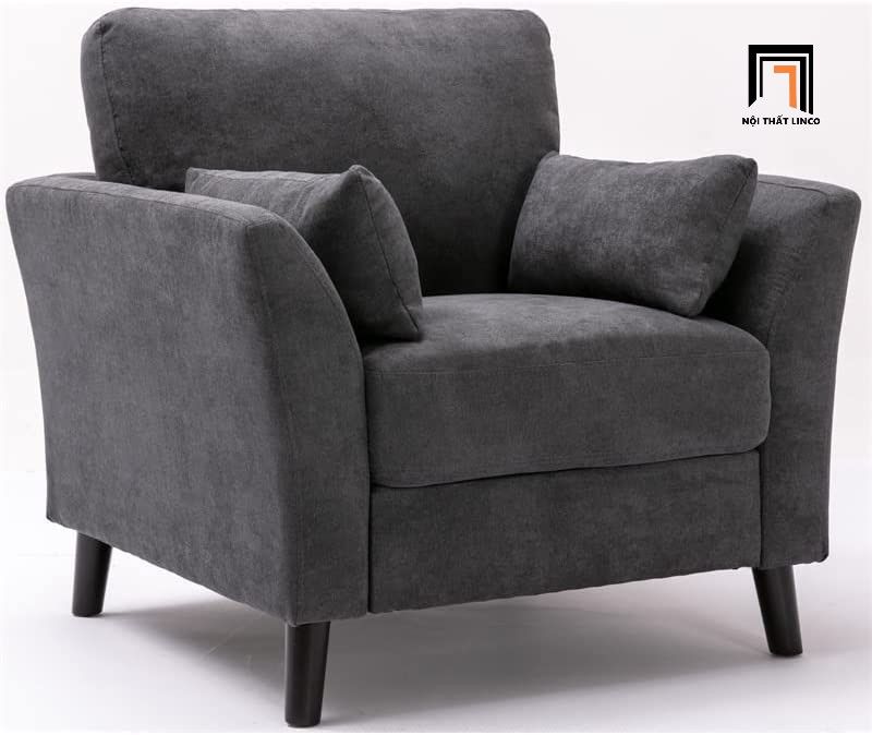  Ghế sofa đơn vải nỉ DT29 Blendis màu xám đậm cho phòng nhỏ 