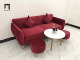  Ghế sofa văng dài 1m9 màu đỏ đô vải nhung cho không gian nhỏ 