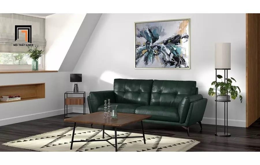  Ghế sofa băng da công nghiệp BT263 Harlan dài 2m màu xanh lá 