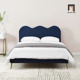  Giường ngủ dài 1m6 x 2m đẹp GN68 Gidea màu xanh đậm vải nhung 