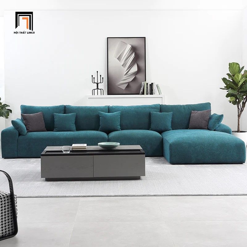  Bộ ghế sofa góc chữ L màu xanh ngọc GT131 Jade 3m2 x 1m6 