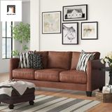  Ghế sofa băng cao cấp BT7 da công nghiệp màu nâu đậm 