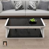  Bàn trà sofa hình chữ X BSF2 Treste kính cường lực 2 tầng 