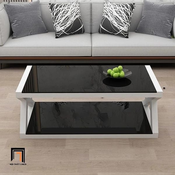 bàn trà kính cường lực 2 tầng