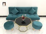  Ghế sofa giường nằm SFG 1m7 mini giá rẻ vải nhung xanh lá 