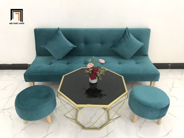 bộ ghế sofa giường màu xanh lá