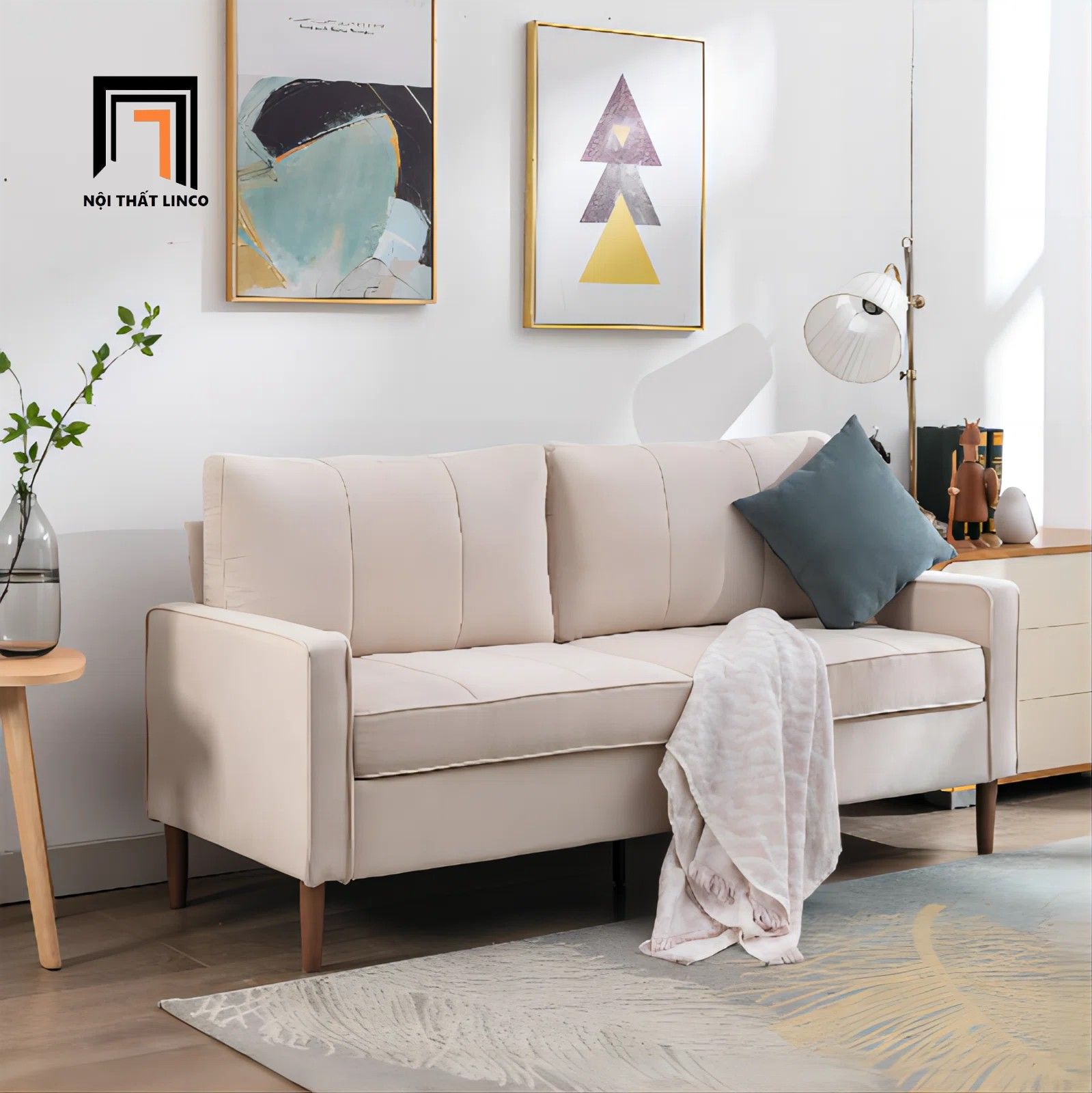  Ghế sofa băng nỉ giá rẻ BT242 Ashtan cho nhà nhỏ xám đậm 