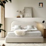  Giường ngủ bọc vải lông cừu GN65 Egerie màu trắng kem 