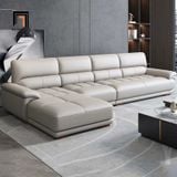  Sofa góc chữ L da giả xám trắng GT264 Genola 3m x 1m6 cao cấp 