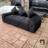  Ghế sofa băng cong vải nhung màu đen BT315 Lolli dài 2m2 giá rẻ 