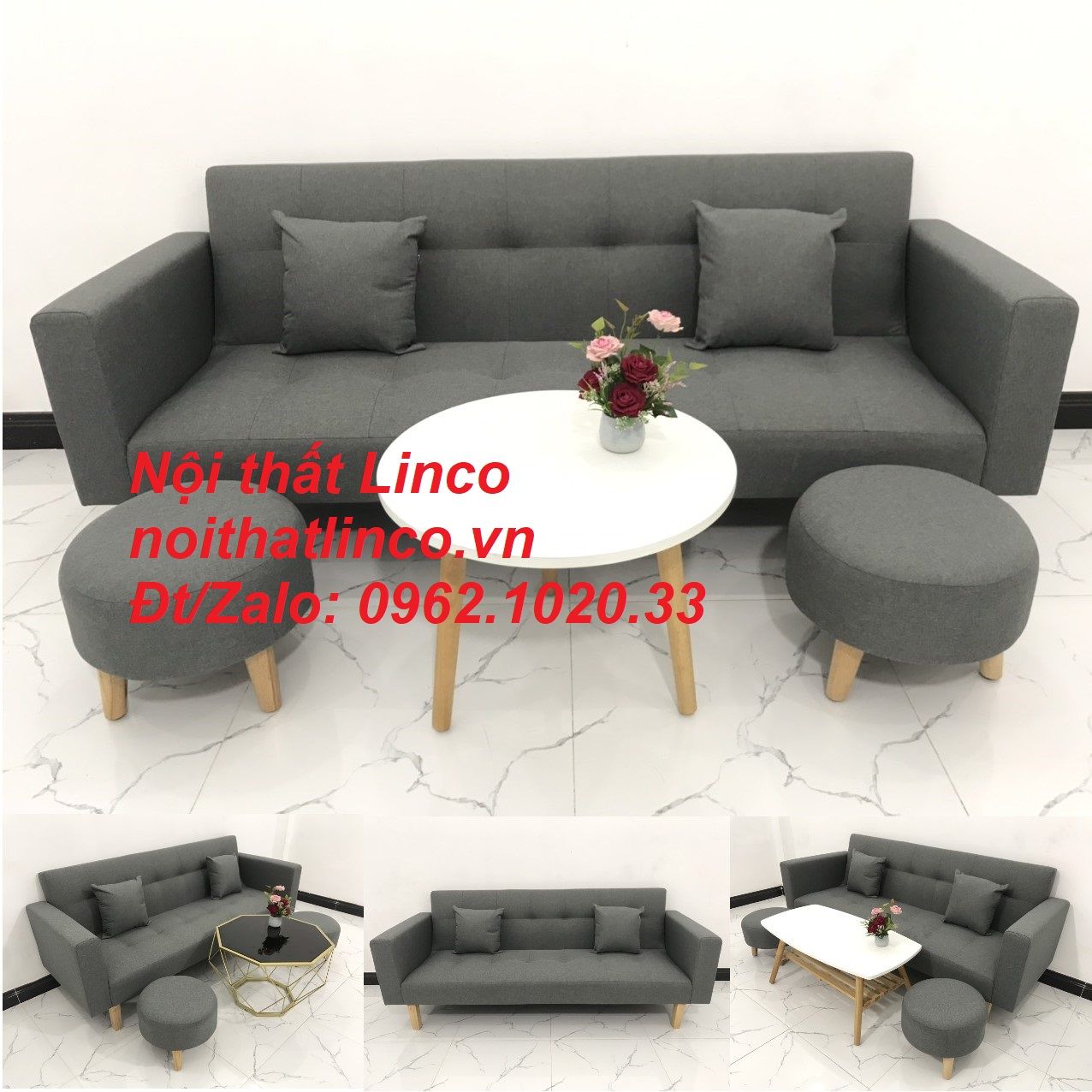  Bộ ghế sofa băng đa năng 2m giường nằm xám đen lông chuột giá rẻ 