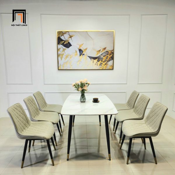 set bàn ăn đá ceramic dài 1m4 giá rẻ