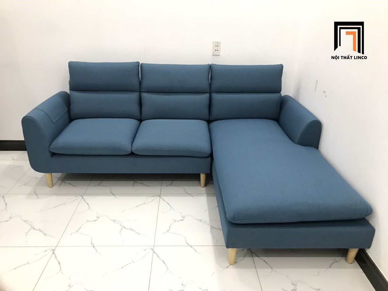  Bộ ghế sofa góc L 2m2 x 1m6 cho phòng khách màu xanh dương 
