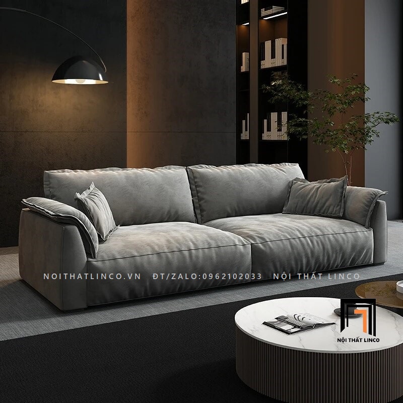  Ghế sofa băng da công nghiệp BT71 Flannet màu xám trắng 