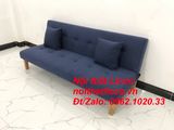  Bộ ghế sofa giường nằm dài 1m7 nhỏ gọn xanh dương đen đậm vải bố 