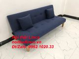  Bộ ghế sofa giường nằm dài 1m7 nhỏ gọn xanh dương đen đậm vải bố 