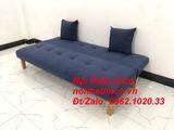  Bộ ghế sofa giường nằm dài 1m7 nhỏ gọn xanh dương đen đậm vải bố 