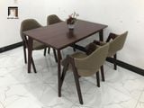  Bộ bàn ăn 4 ghế màu nâu 6-KH4-G5-B107-nausi nệm bọc da giả 