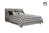  Giường ngủ bọc vải màu xám giá rẻ GN6 Hudspeth dài 1m6 x 2m 