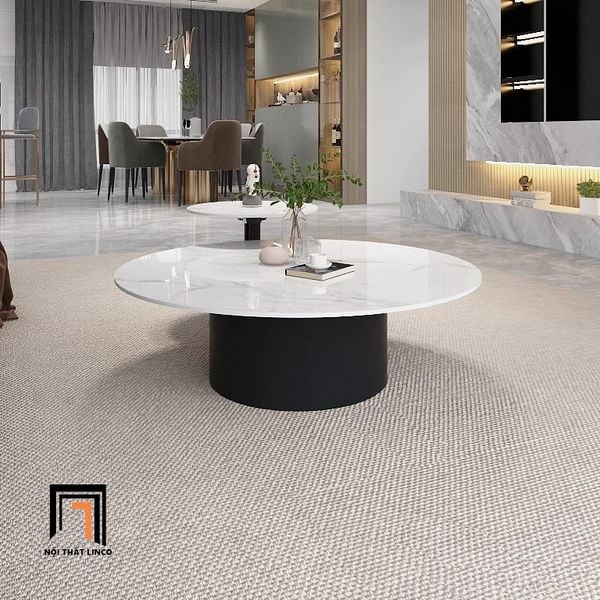 bàn sofa hình tròn 70cm đá ceramic