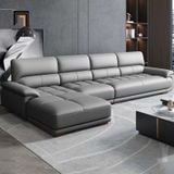  Sofa góc chữ L da giả xám trắng GT264 Genola 3m x 1m6 cao cấp 