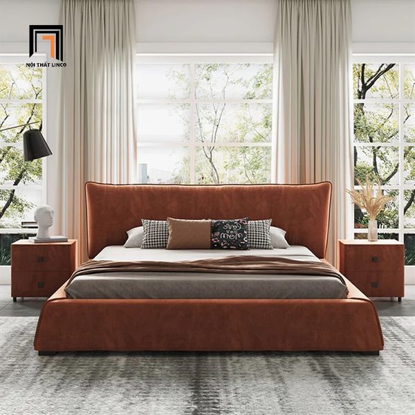 giường ngủ da công nghiệp cam đất